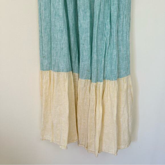Rails Capri Linen Blend Ruffle Strap Midi Dress Mixed Rainbow Stripe - Picture 3 of 10